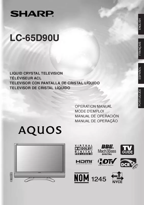 Mode d'emploi SHARP AQUOS LC-65D90U