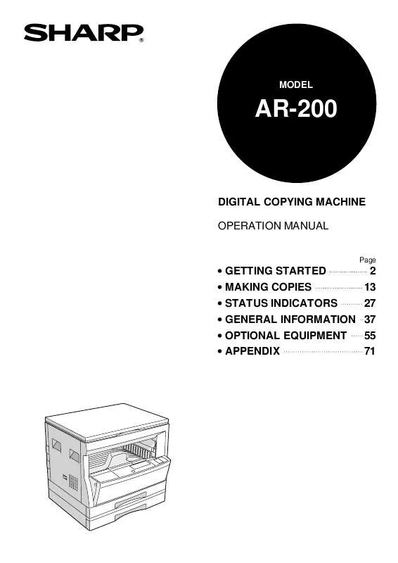 Mode d'emploi SHARP AR-200