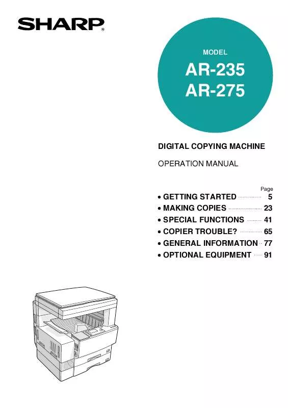 Mode d'emploi SHARP AR-235