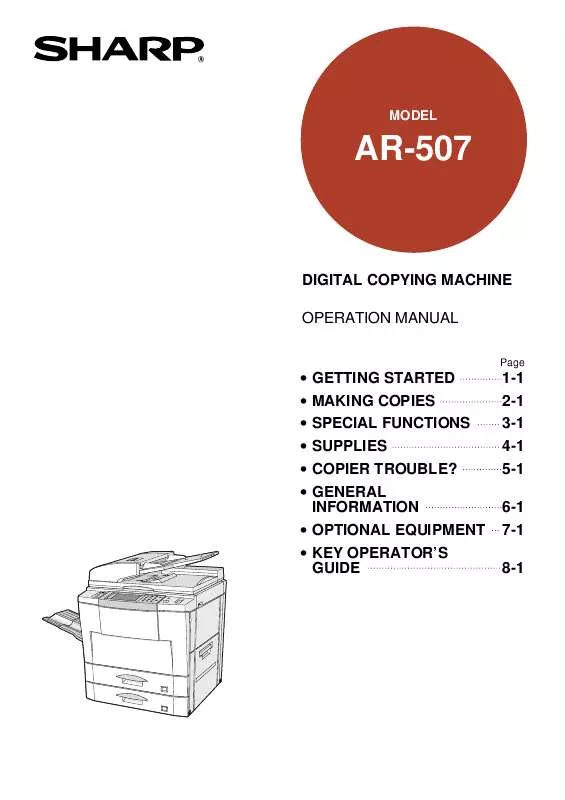 Mode d'emploi SHARP AR-507