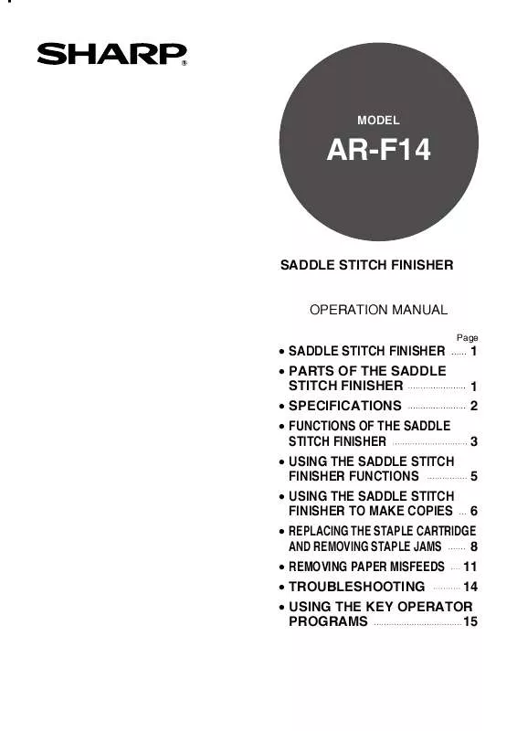 Mode d'emploi SHARP AR-F14