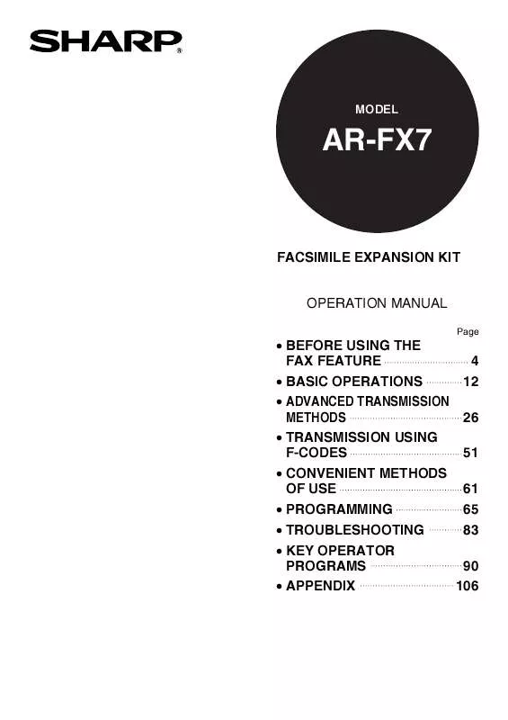 Mode d'emploi SHARP AR-FX7