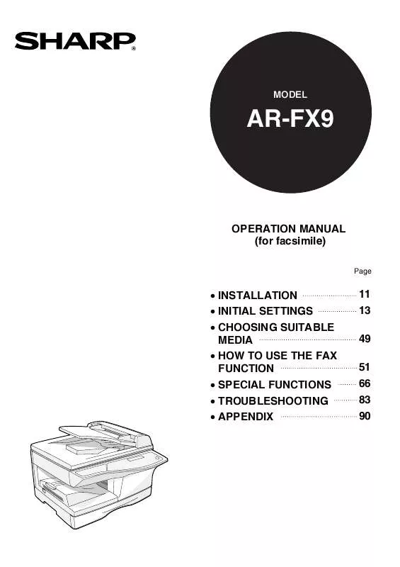 Mode d'emploi SHARP AR-FX9