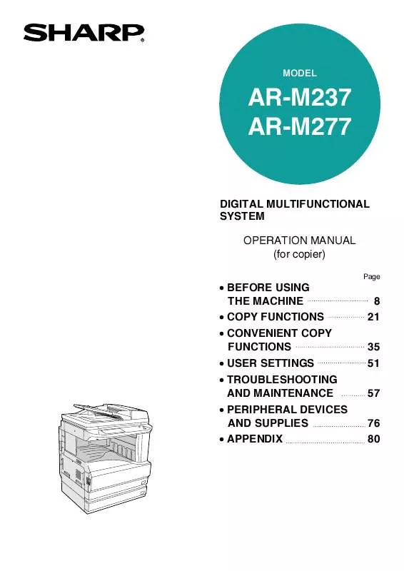 Mode d'emploi SHARP AR-M237/277