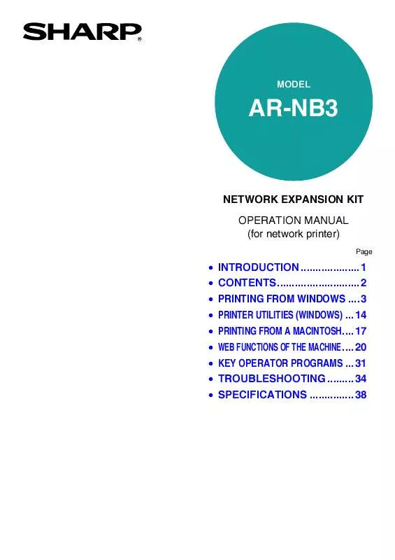 Mode d'emploi SHARP AR-NB3