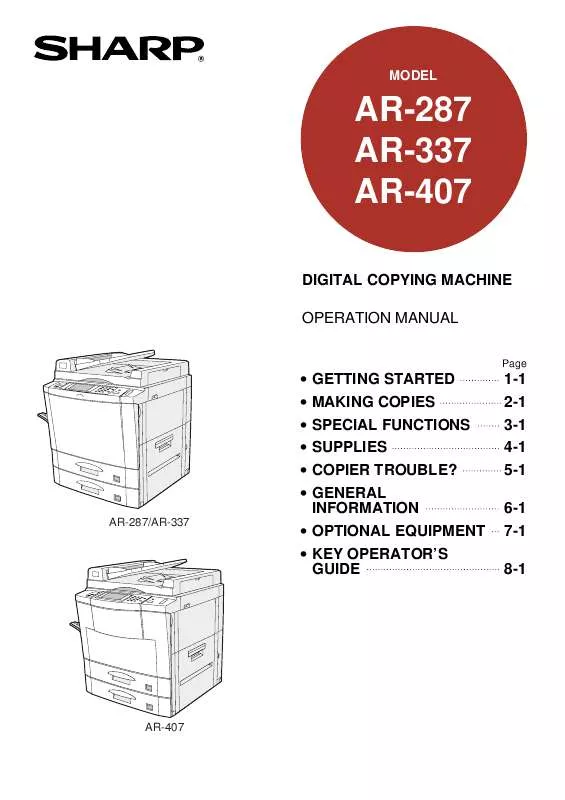 Mode d'emploi SHARP AR-407
