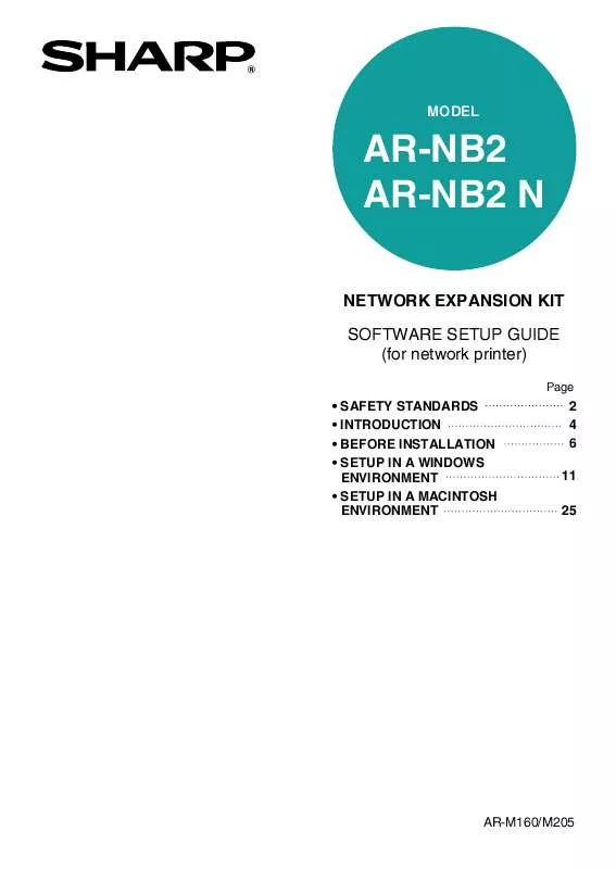 Mode d'emploi SHARP AR-NB2