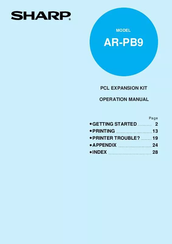 Mode d'emploi SHARP AR-PB9