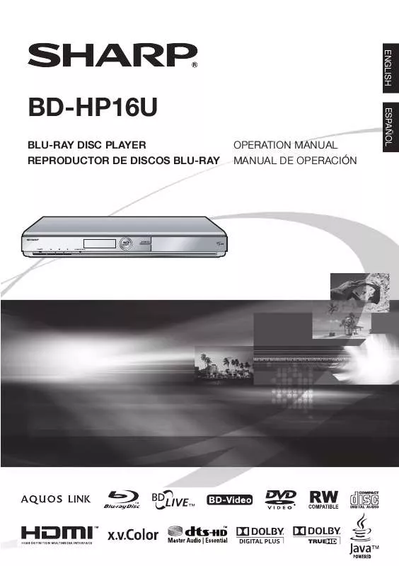 Mode d'emploi SHARP BD-HP16U