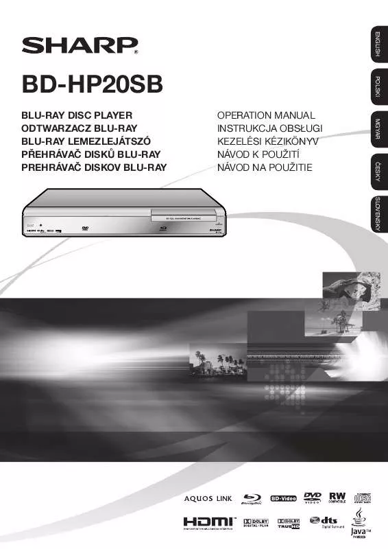Mode d'emploi SHARP BD-HP20SB