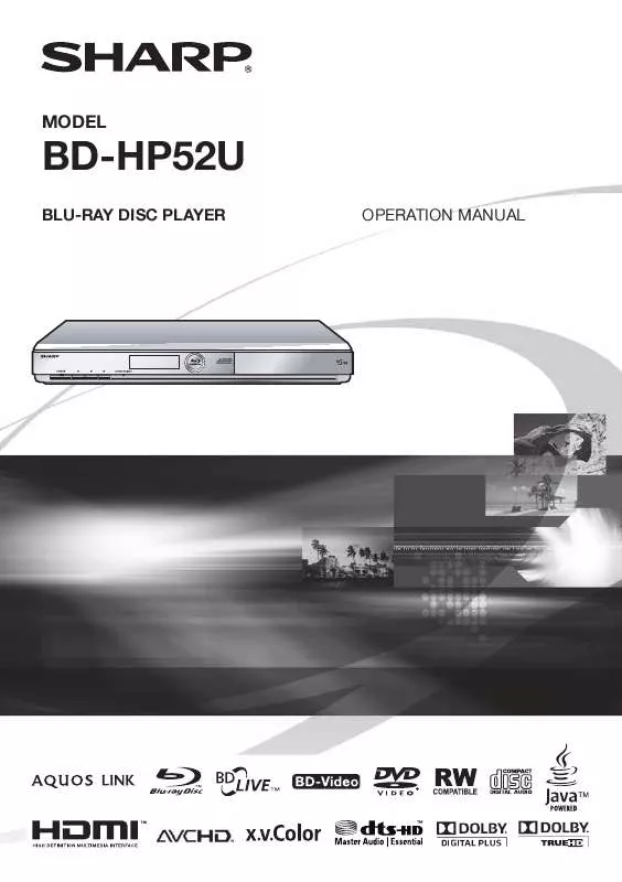 Mode d'emploi SHARP BD-HP52U