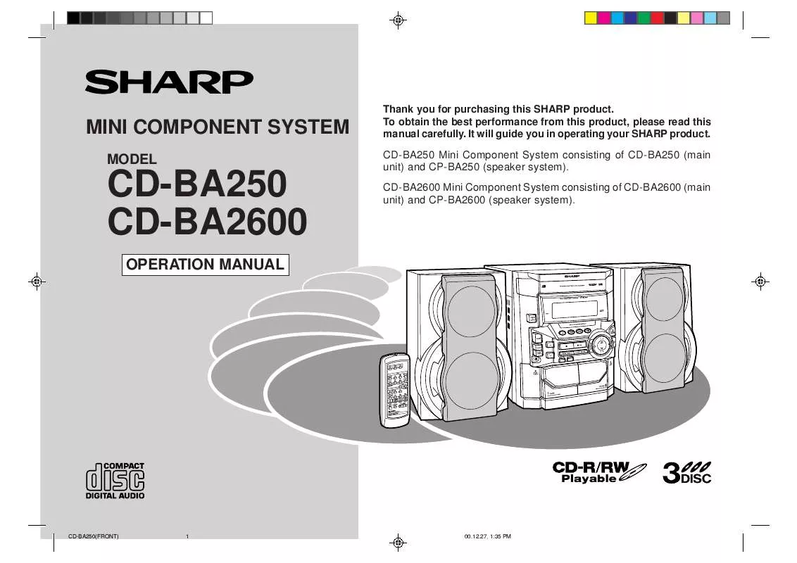 Mode d'emploi SHARP CD-BA250