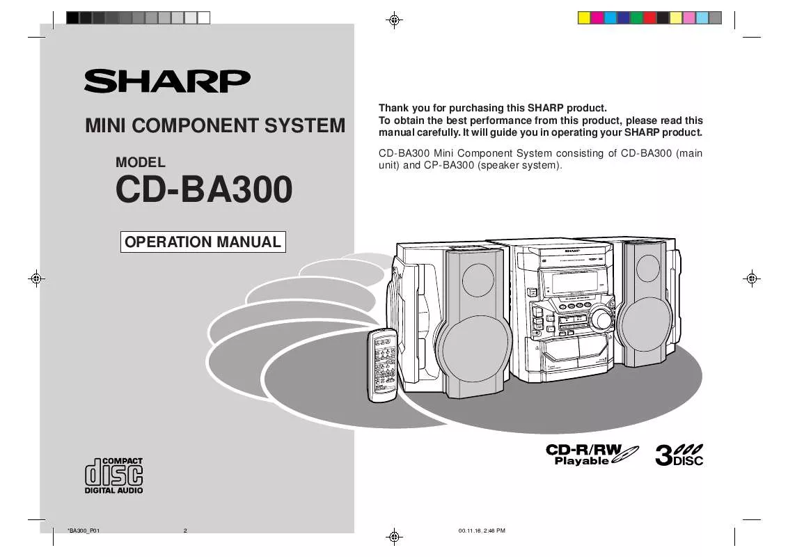 Mode d'emploi SHARP CD-BA300