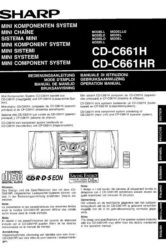 Mode d'emploi SHARP CD-C661H/HR