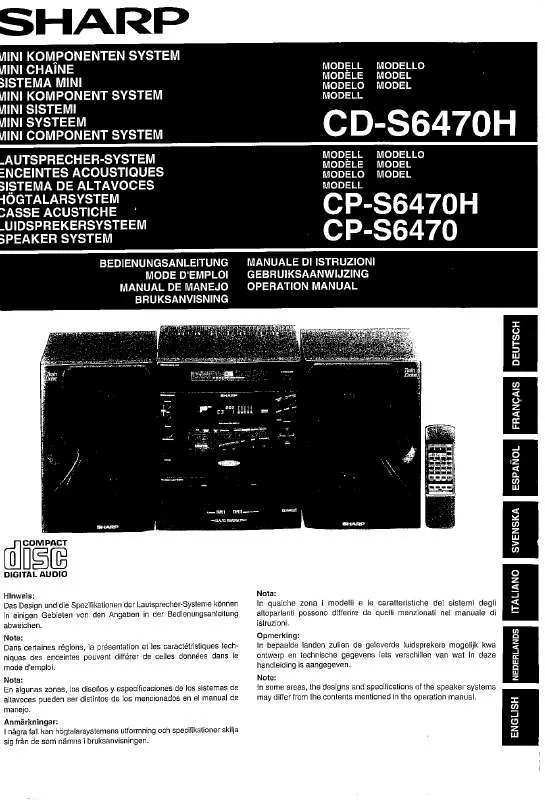 Mode d'emploi SHARP CD/CP-S6470/H