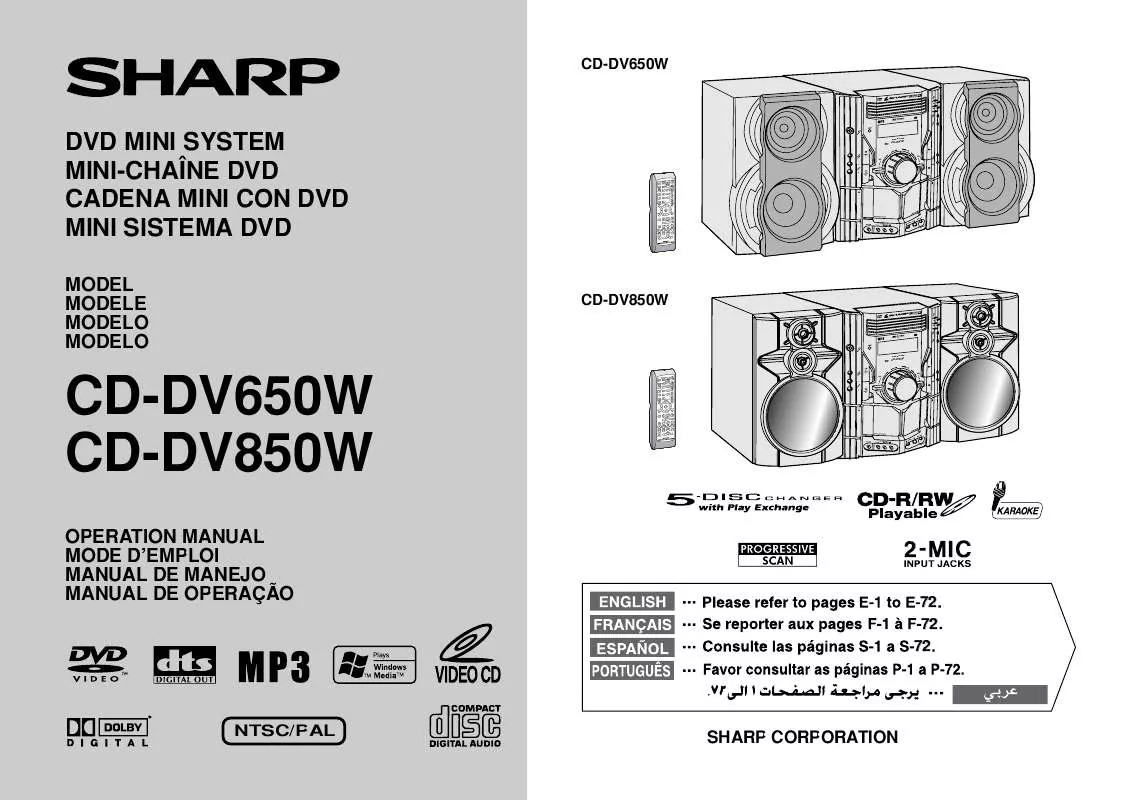 Mode d'emploi SHARP CD-DV650W