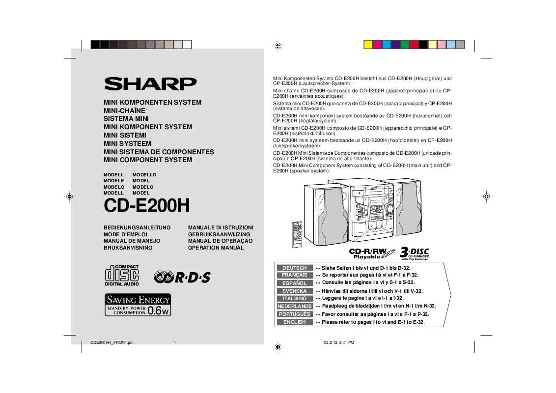 Mode d'emploi SHARP CD-E200H