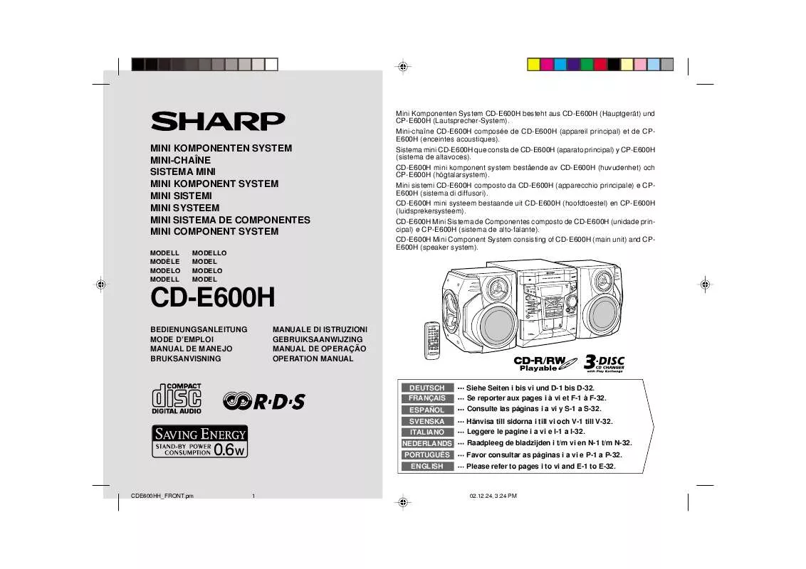Mode d'emploi SHARP CD-E600H