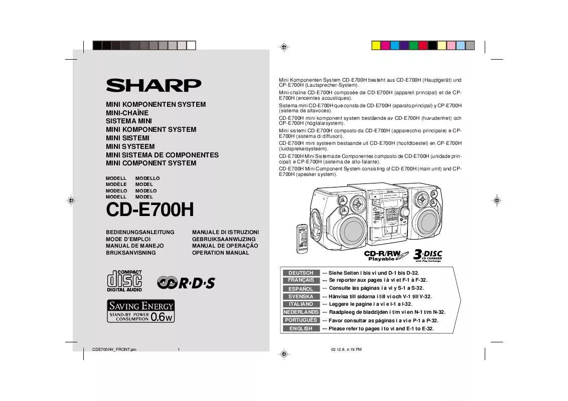 Mode d'emploi SHARP CD-E700H