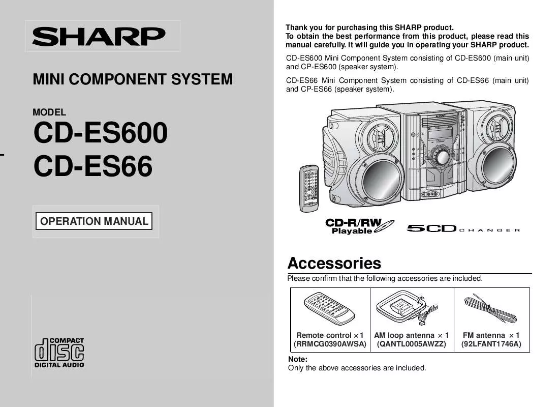 Mode d'emploi SHARP CD-ES600