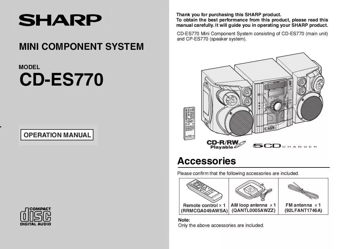 Mode d'emploi SHARP CD-ES770