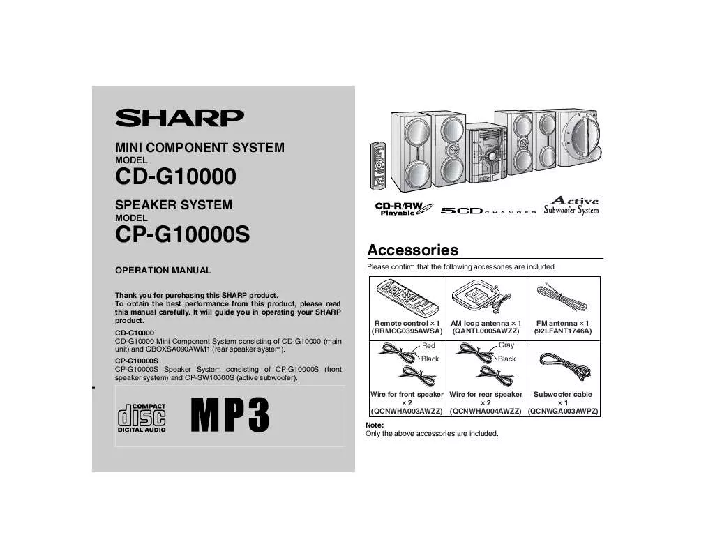 Mode d'emploi SHARP CD-G10000P