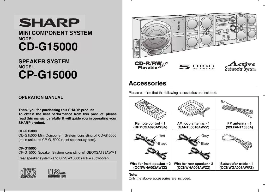 Mode d'emploi SHARP CD-G15000P