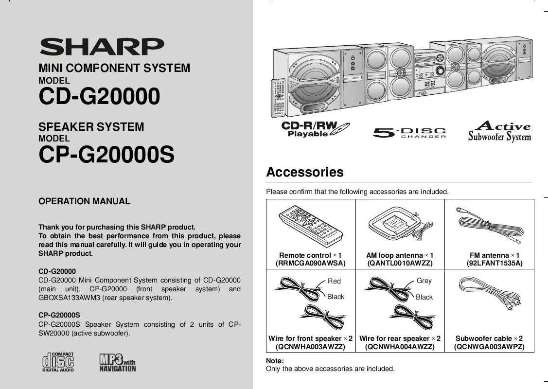 Mode d'emploi SHARP CD-G20000P