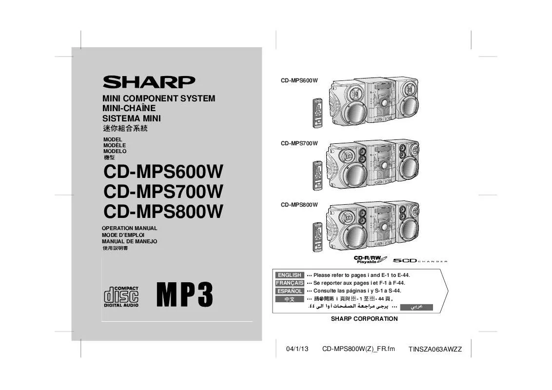 Mode d'emploi SHARP CD-MPS600W