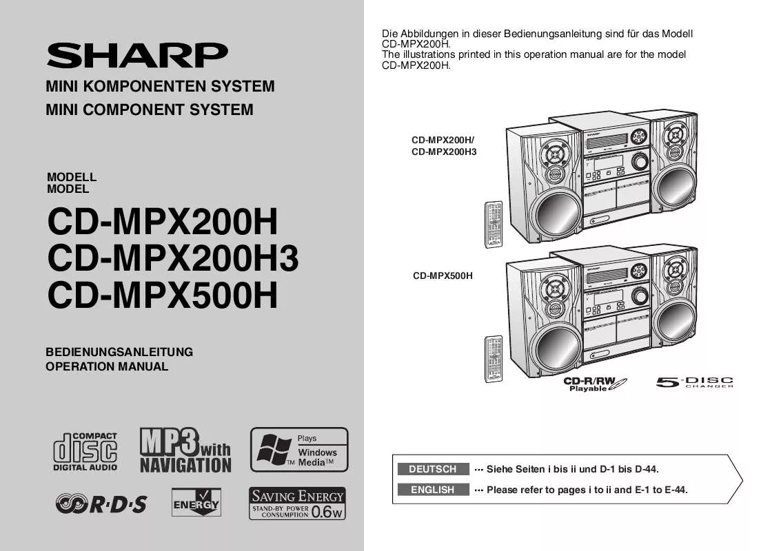 Mode d'emploi SHARP CD-MPX200H