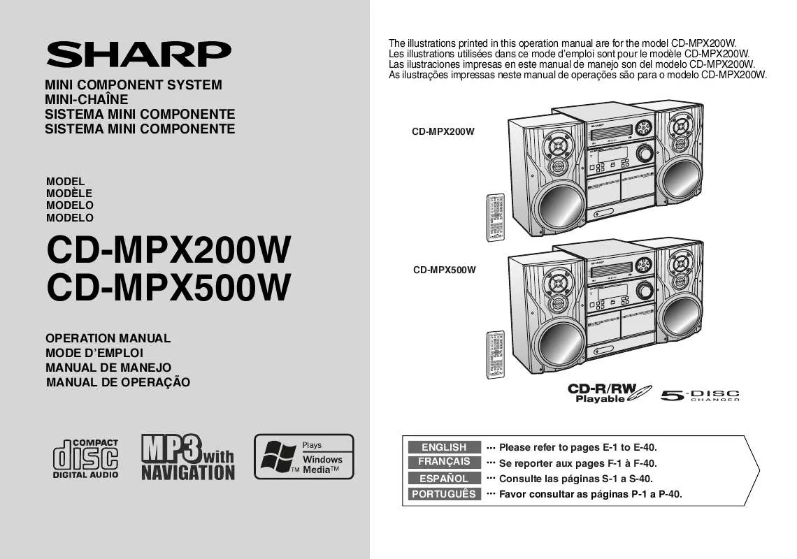 Mode d'emploi SHARP CD-MPX200W