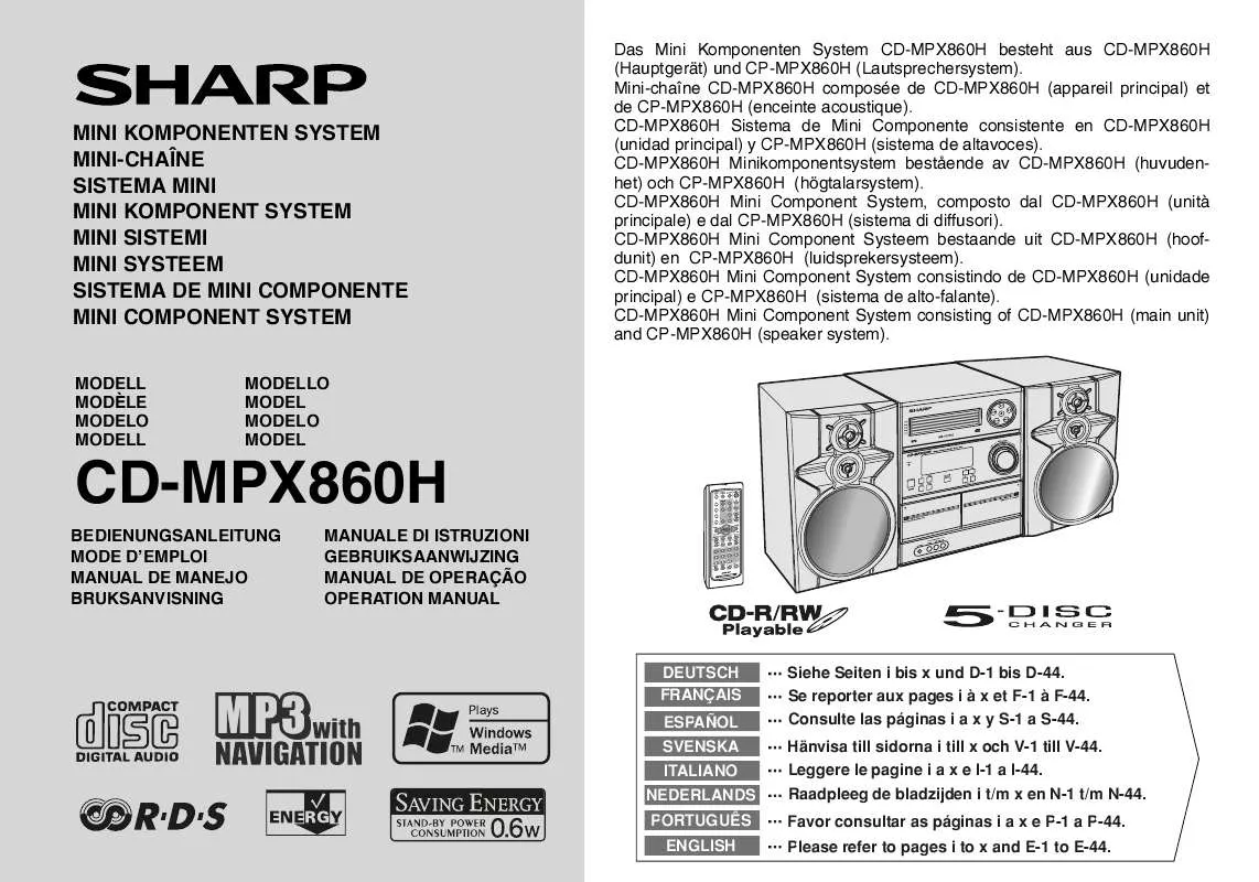 Mode d'emploi SHARP CD-MPX860