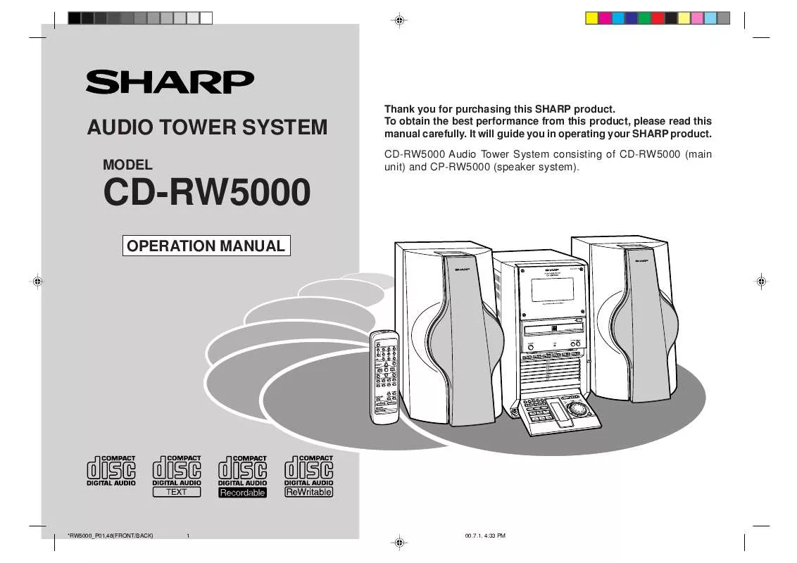 Mode d'emploi SHARP CD-RW5000