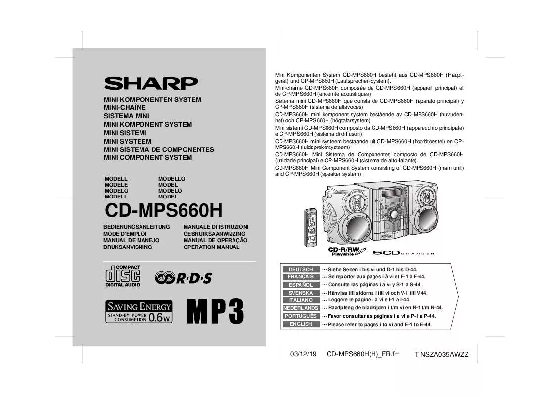 Mode d'emploi SHARP CDMPS660H