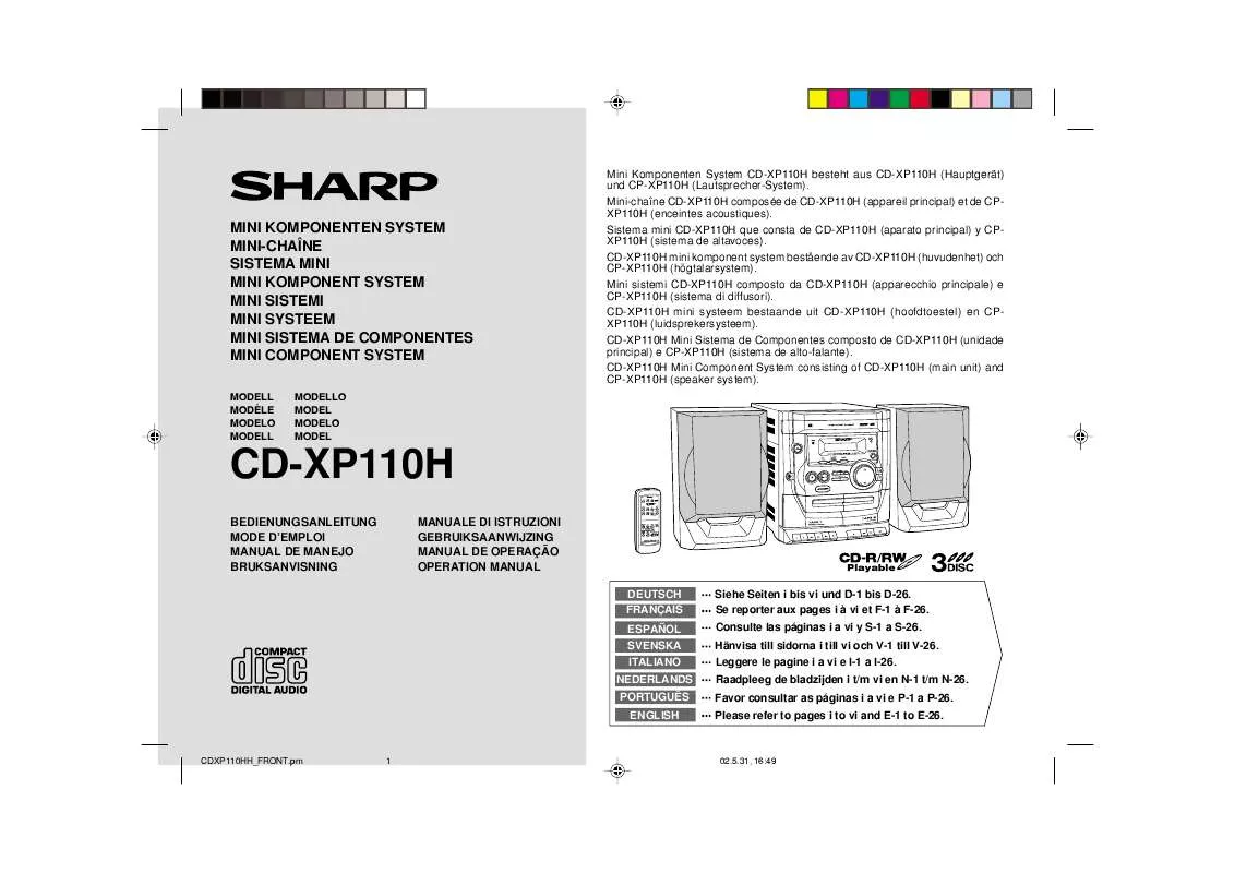 Mode d'emploi SHARP CDXP110