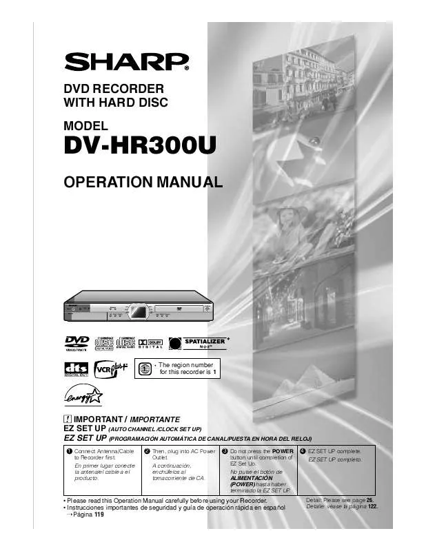 Mode d'emploi SHARP DV-HR300
