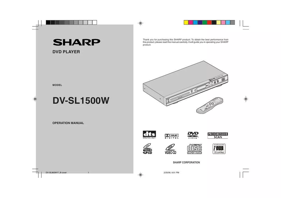 Mode d'emploi SHARP DV-SL1500W
