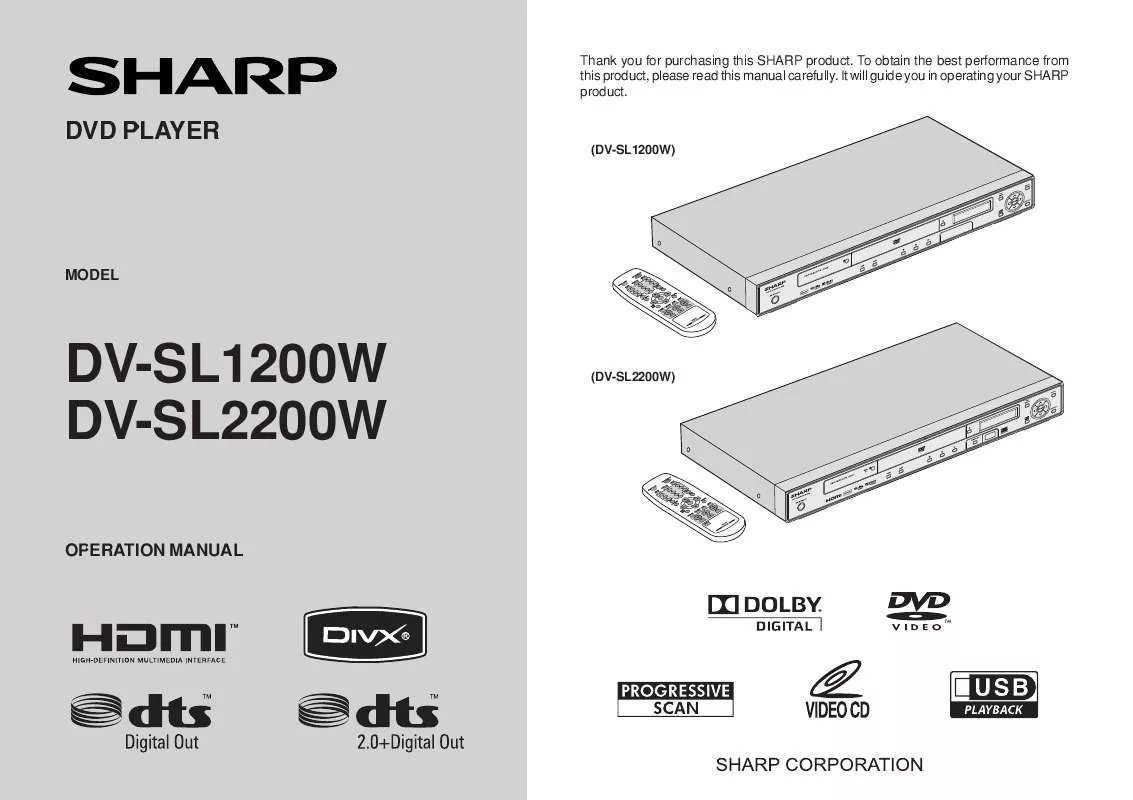 Mode d'emploi SHARP DV-SL2200W