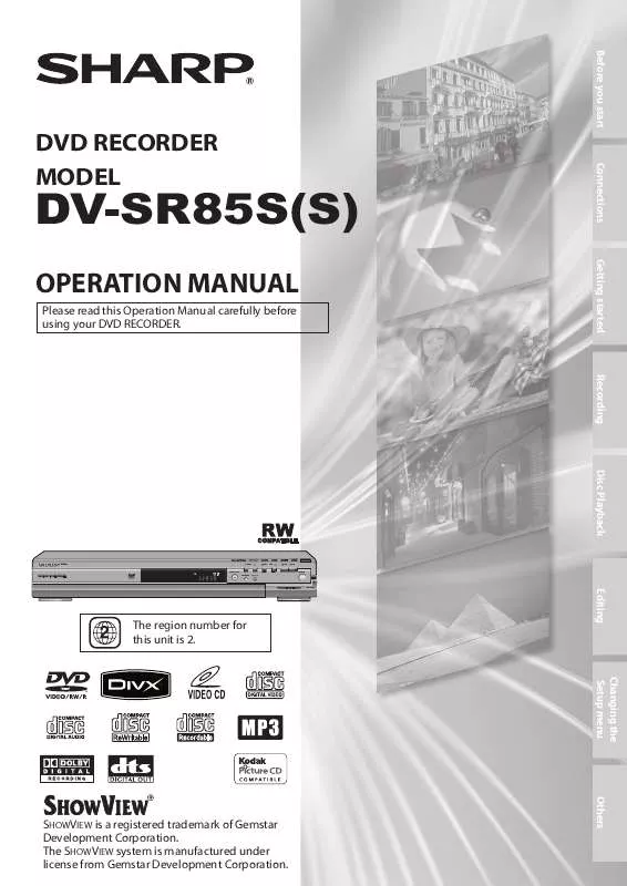 Mode d'emploi SHARP DV-SR85S(S)