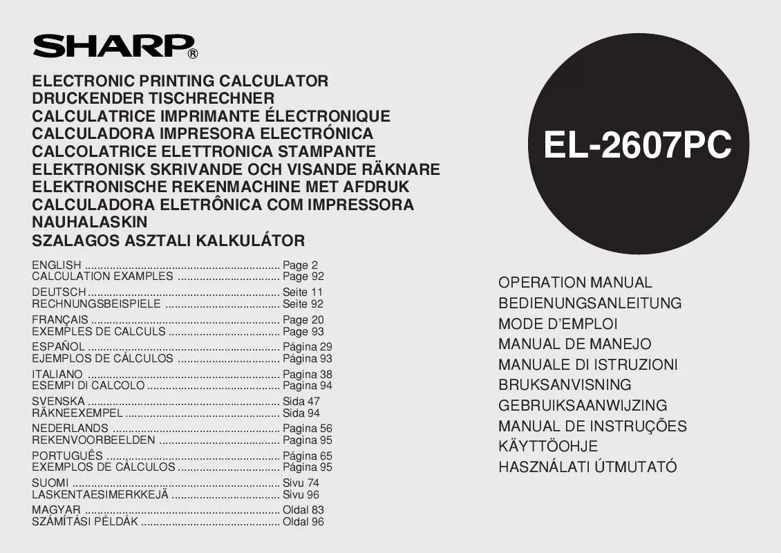 Mode d'emploi SHARP EL-2607PC