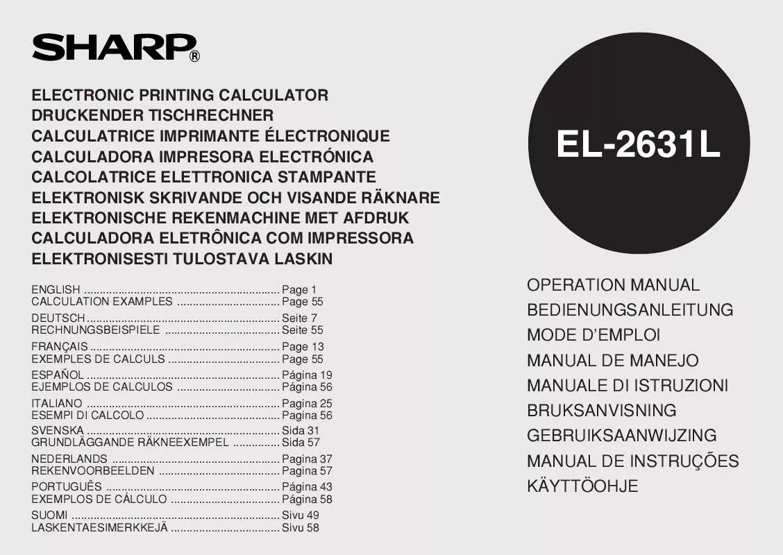Mode d'emploi SHARP EL-2631L