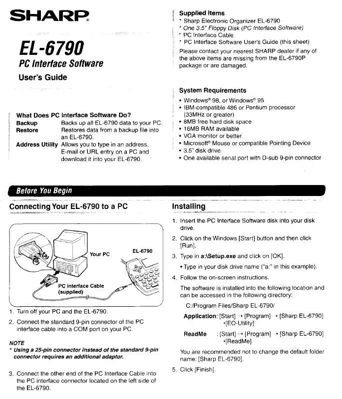 Mode d'emploi SHARP EL-6790