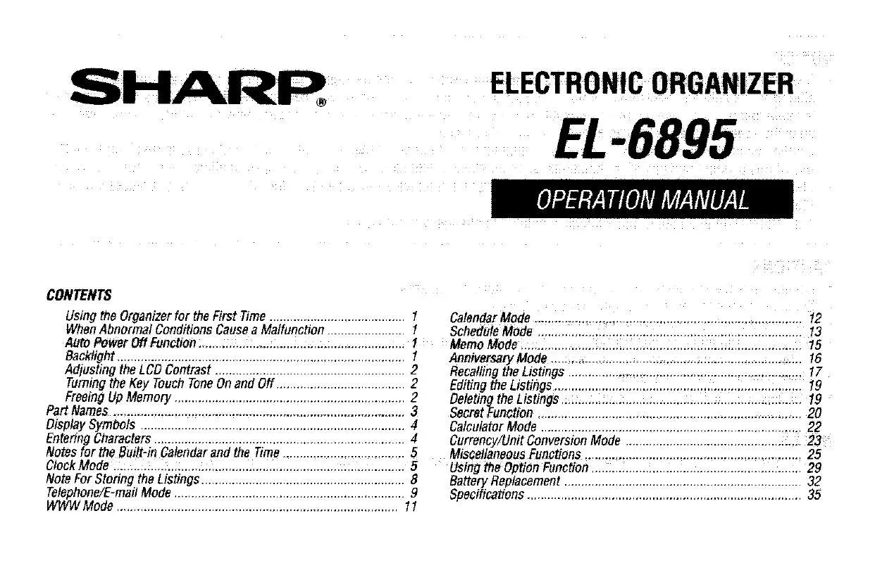 Mode d'emploi SHARP EL-6895