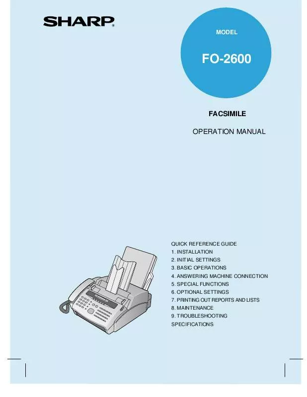 Mode d'emploi SHARP FO-2600