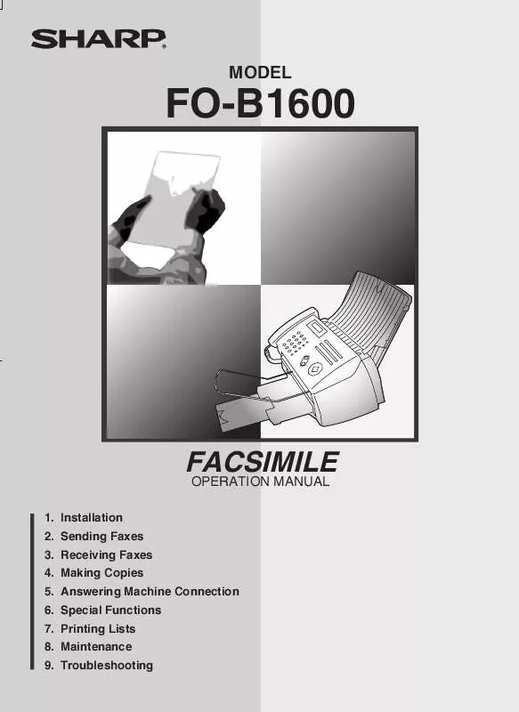Mode d'emploi SHARP FO-B1600U