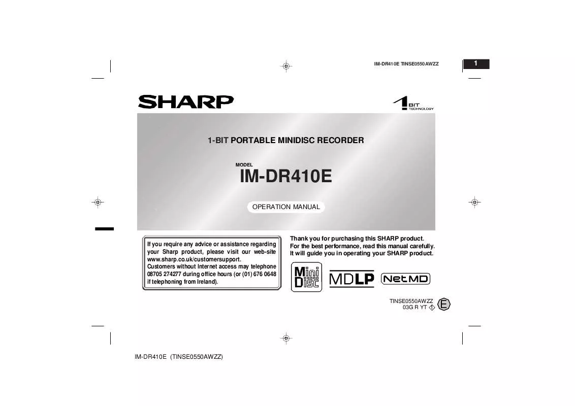 Mode d'emploi SHARP IM-DR410E