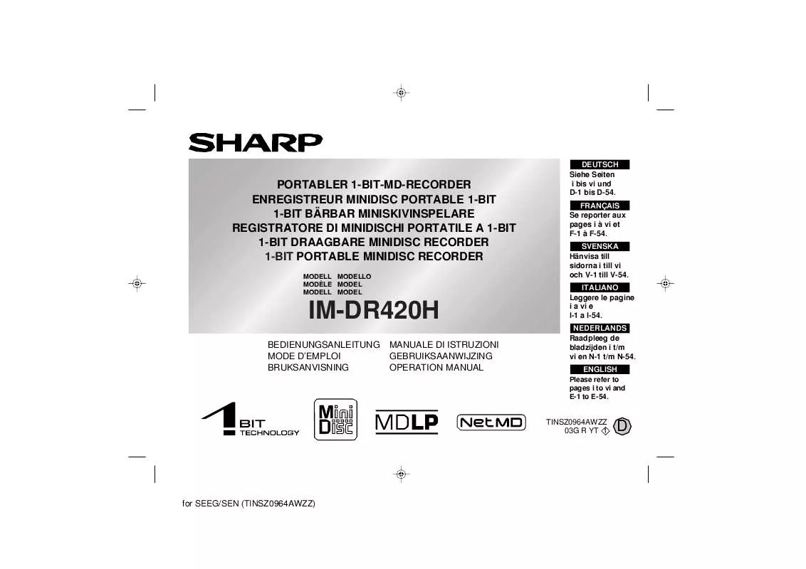 Mode d'emploi SHARP IM-DR420H