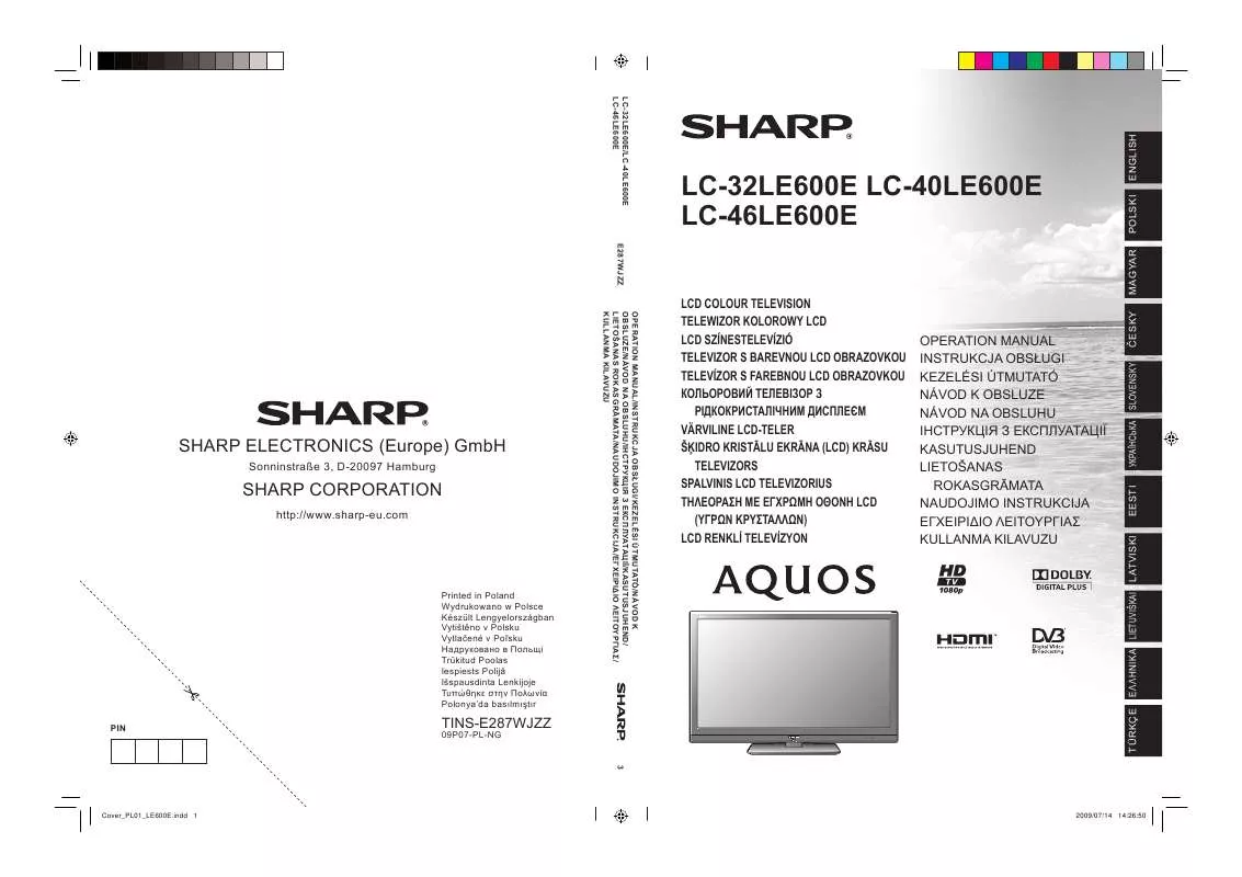 Mode d'emploi SHARP LC-32LE600E