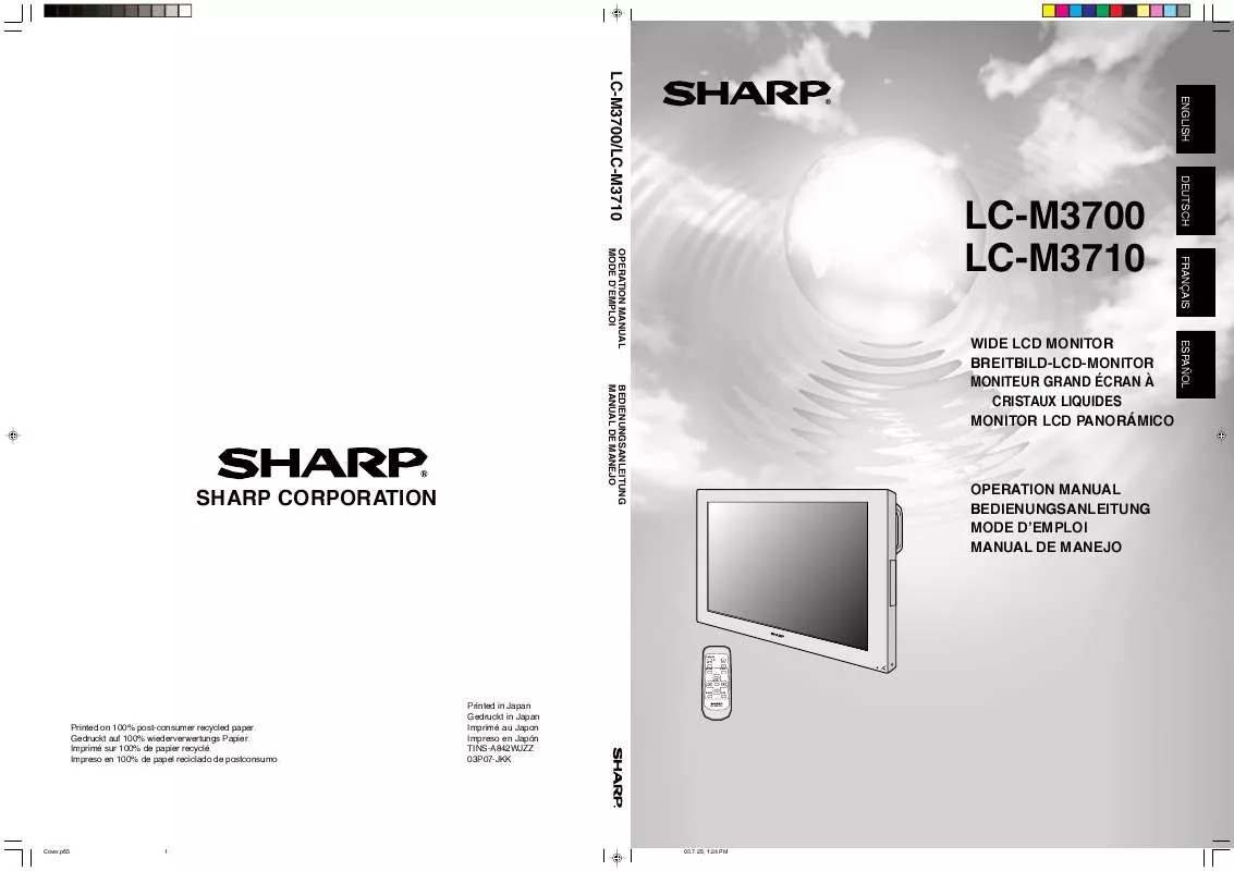 Mode d'emploi SHARP LC-M3710
