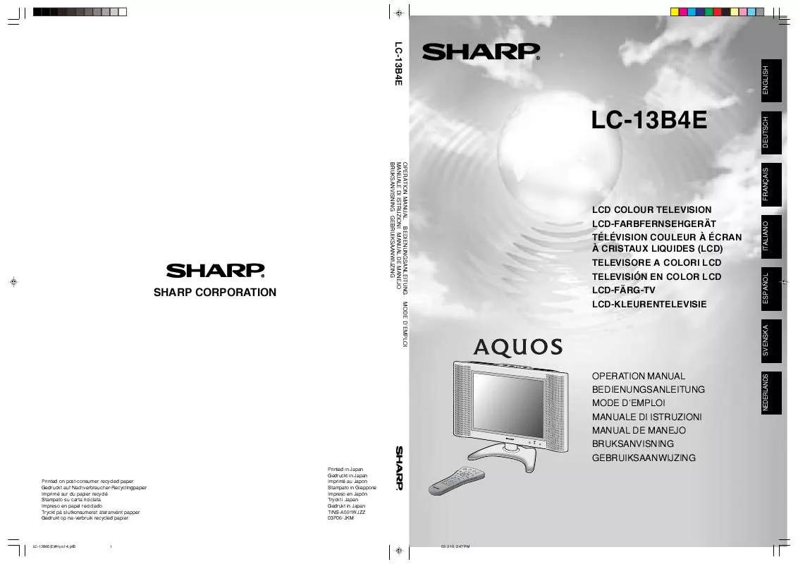 Mode d'emploi SHARP LC13B4E